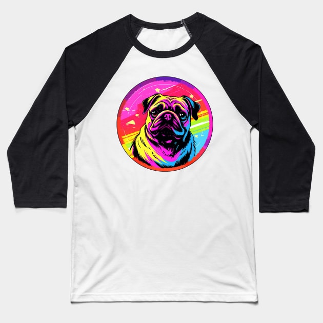 Pug Dog Pop Art Baseball T-Shirt by Underground Cargo